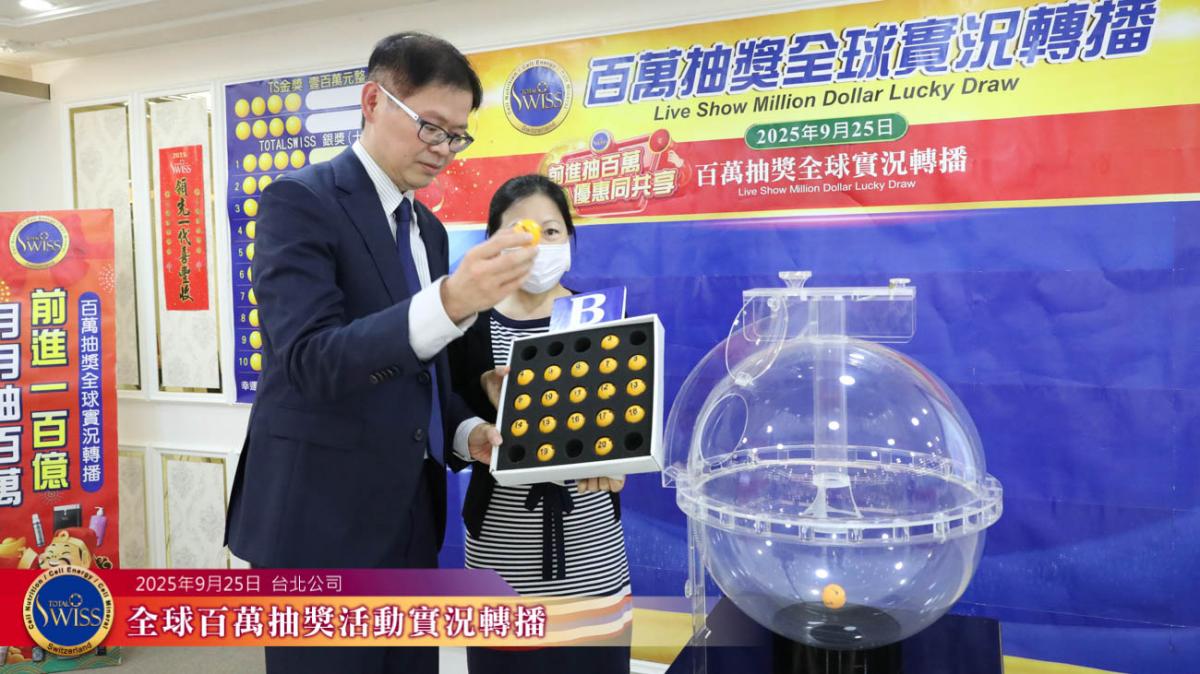 Total Swiss第四十五回百萬抽獎台灣夥伴蟬聯大贏家，連續兩個月抱走兩個金獎一百萬圖細胞營養之9
