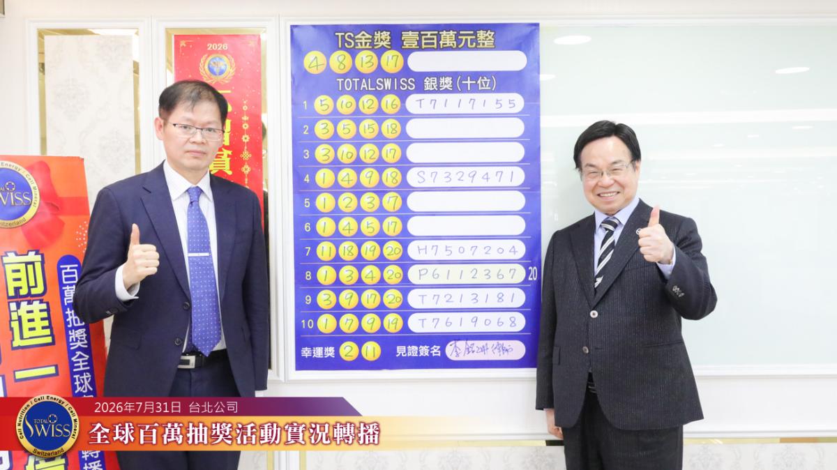 李律師帶來招財貓，王博士加持樂透機，第55回 Total Swiss 全球百萬抽獎熱鬧滾滾、後勁十足圖細胞營養之5