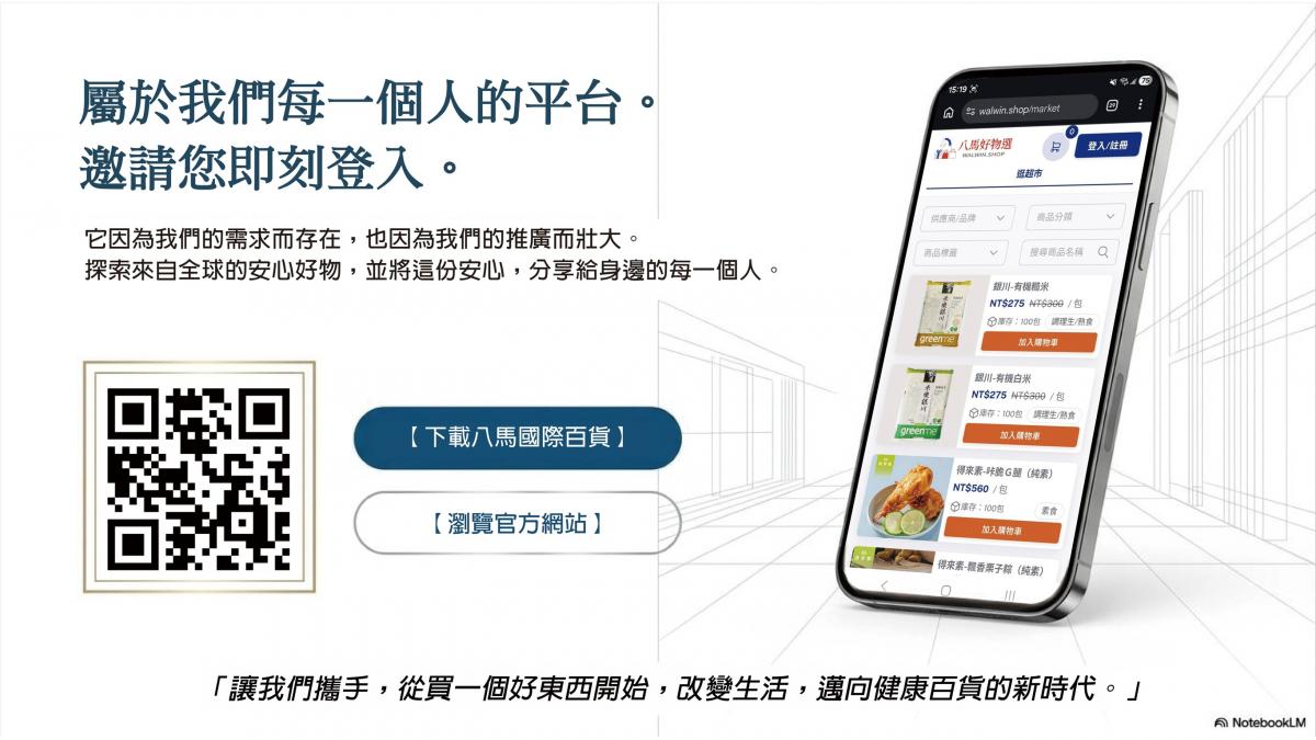 一個從食安革命開始的健康平台新紀元，八馬好物選 WALWIN.SHOP 啟動未來圖細胞營養之3